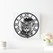 Waterverf kat in steampunk vierkante klok (Huis)