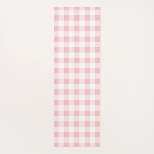 Waterverf kat met bal op roze buffel check yogamat (Achterkant)