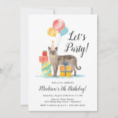 Waterverf Kat met ballonnen Kinderen van Birthday Kaart (Voorkant)