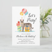 Waterverf Kat met ballonnen Kinderen van Birthday Kaart (Staand voorkant)