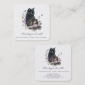 Waterverf Kat met boek over de omhulsels en de kaa Vierkante Visitekaartje (Voorkant / Achterkant)