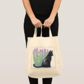 Waterverf Kat met lavender - Canvas tas (Voorkant (product))