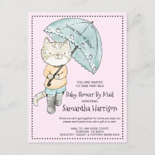 Waterverf Kat met overkoepelend Baby shower per po Uitnodiging Briefkaart