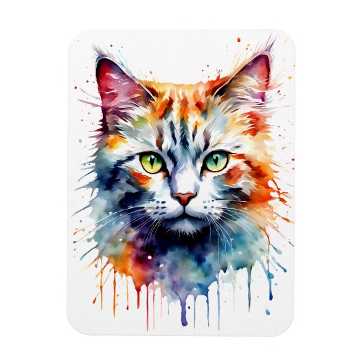 Waterverf Kat Multikleur Spat kunst Magneet (Verticaal)