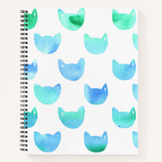 Waterverf Kat omtrek blauw groene kunstenaar Journ Notitieboek