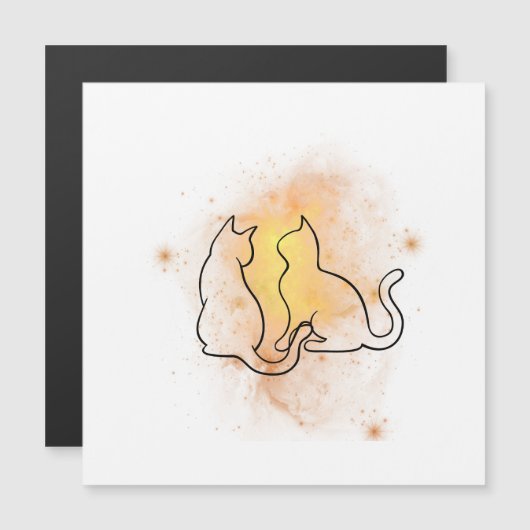 Waterverf Kat platte Kaart (Voorkant / Achterkant)