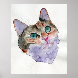 Waterverf Kat Poster