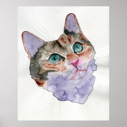 Waterverf Kat Poster (Voorkant)