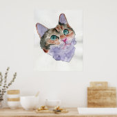 Waterverf Kat Poster (Keuken)