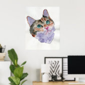 Waterverf Kat Poster (Thuiskantoor)