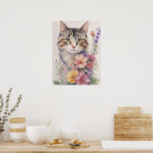 Waterverf Kat Poster (Keuken)