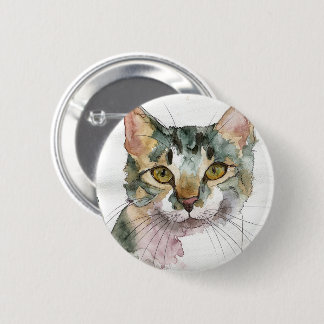 Waterverf Kat Ronde Button 5,7 Cm