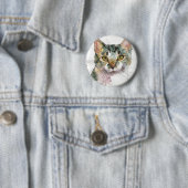 Waterverf Kat Ronde Button 5,7 Cm (In situ)