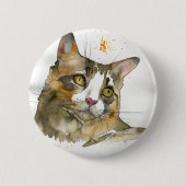 Waterverf Kat Ronde Button 5,7 Cm (Voorkant)