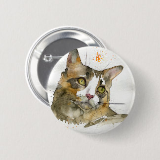 Waterverf Kat Ronde Button 5,7 Cm
