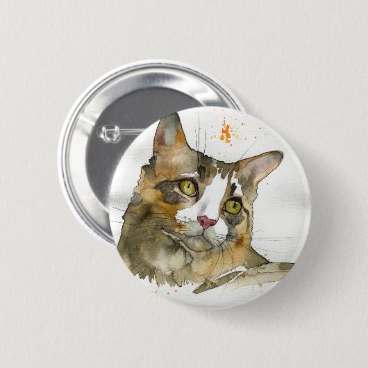 Waterverf Kat Ronde Button 5,7 Cm (Voorkant /achterkant)