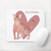 Waterverf Kat roze hartslag Muismat (Met muis)