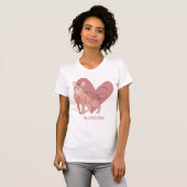 Waterverf Kat roze hartslag T-shirt (Voorkant volledig)
