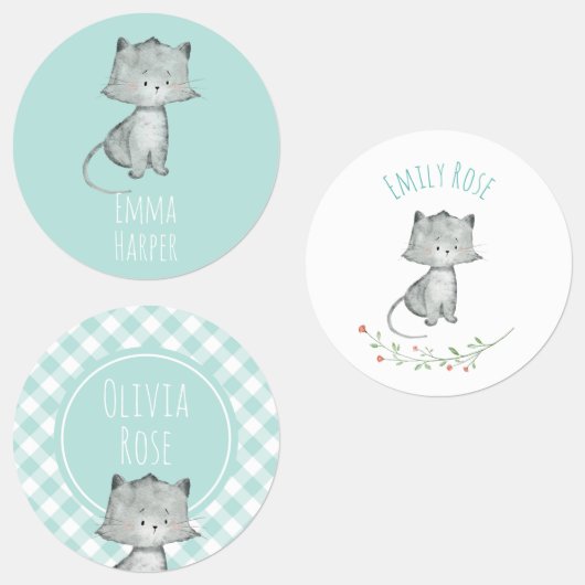 Waterverf Kat School Preschool Dagverzorgingslabel Labels (Groep)