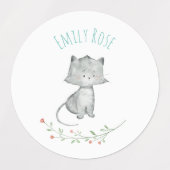 Waterverf Kat School Preschool Dagverzorgingslabel Labels (Design 2)