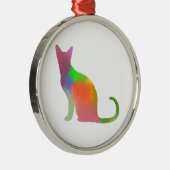 Waterverf kat silhouet metalen ornament (Rechts)