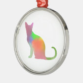 Waterverf kat silhouet metalen ornament (Links)