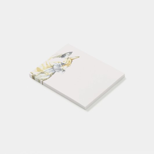 Waterverf Kat Sinaasappel Witte tablet Post-it® Notes (Schuin)