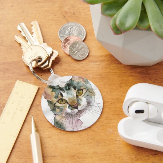 Waterverf Kat Sleutelhanger (Bureau)
