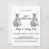 Waterverf Kat Spint-effect Verjaardagsfeestuitnodi Kaart (Voorkant)