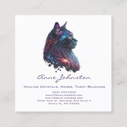 Waterverf Kat Square Visitekaartje (Achterkant)