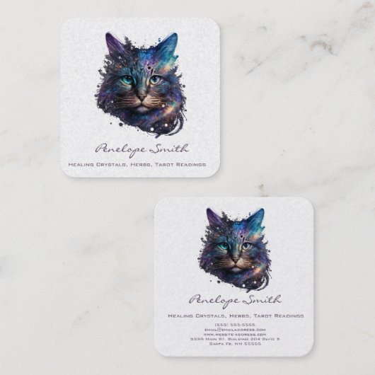 Waterverf Kat Square Visitekaartje (Voorkant / Achterkant)