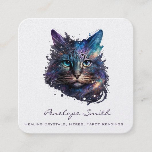 Waterverf Kat Square Visitekaartje (Voorkant)