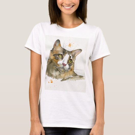 Waterverf Kat T-shirt (Voorkant)