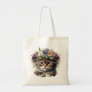 Waterverf Kat Tote Bag