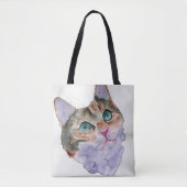 Waterverf Kat Tote Bag (Voorkant)