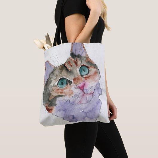 Waterverf Kat Tote Bag (Dichtbij)