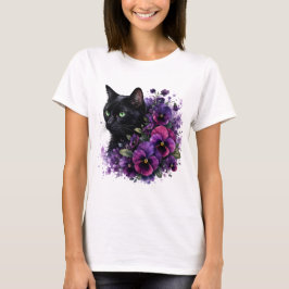Waterverf Kat Viooltjes PNG Bloem Tuin Ontwerp T-shirt