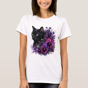 Waterverf Kat Viooltjes PNG Bloem Tuin Ontwerp T-shirt