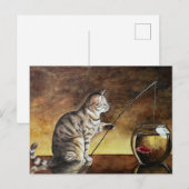 waterverf kat vissen briefkaart (Voorkant / Achterkant)