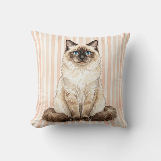 Waterverf Kat Worp Kussen Decoratie (Voorkant)