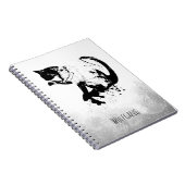 Waterverf Kat, zwarte kat, minimaal, zwart en wit Notitieboek (Rechterzijde)