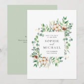 Waterverf Katoen en Eucalyptusbladeren Griekenland Save The Date (Voorkant / Achterkant)