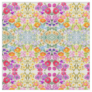 Waterverf Katoen gecomprimeerd met Floral Garden Stof
