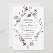 Waterverf Katoen Lavendel Landelijke Bruiloft Kaart (Voorkant)