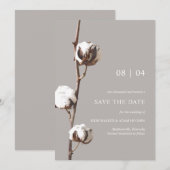 Waterverf Katoen minimalistisch Uniek Save The Date (Voorkant / Achterkant)