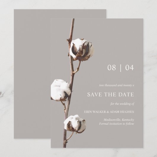 Waterverf Katoen minimalistisch Uniek Save The Date (Voorkant / Achterkant)