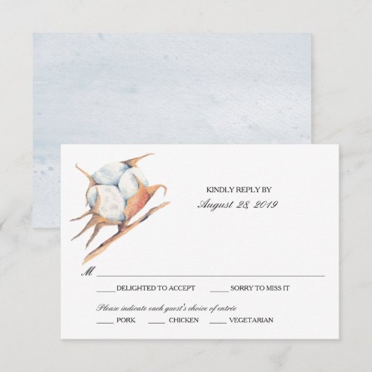 Waterverf Katoen Plant | Bruiloft RSVP (Voorkant / Achterkant)