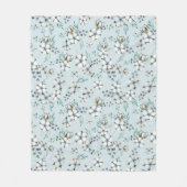 Waterverf katoenbloemen en eucalyptus fleece deken (Voorkant)