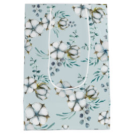 Waterverf katoenbloemen en eucalyptus medium cadeauzakje