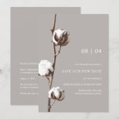 Waterverf katoenen bloem bruiloft uitstel save the date (Voorkant / Achterkant)